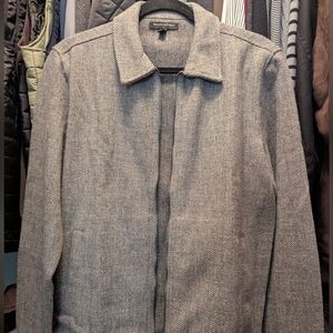Men's Gray Herringbone Zip Jacket